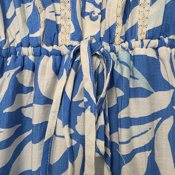 Womens Floral Print Maxi Dress Blue White Long Dress Size Small    Ruffled Beach - Picture 10 of 12